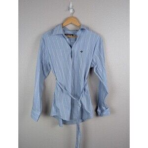 SMFK Long Sleeve‎ Shirt S Blue Stripe Button Up 2023 Wild World Collection 197